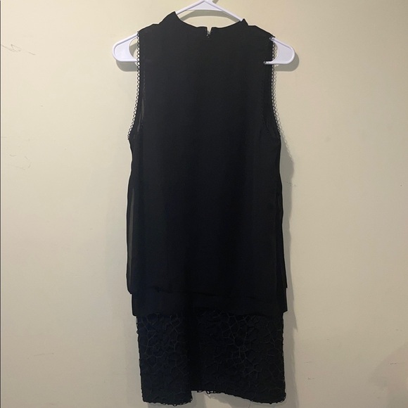 Womens Like New Reiss Black Metallic Coral Design Flowey Tiered Shift Mini Dress - Picture 4 of 9